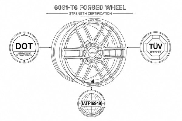 6061-T6 forged wheel strength certification DOT TÜV