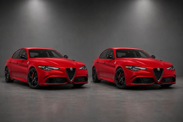 Gloss black vs matte black wheels on red Giulia Gloss black vs matte black forged wheels on red Alfa Romeo Giulia