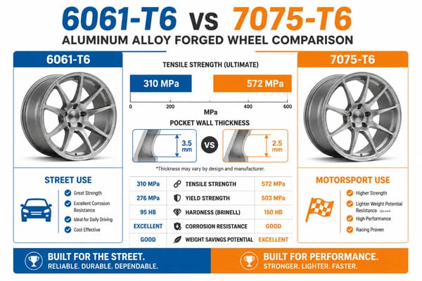 Alloy Selection for Forged Wheel Pocket Strength 6061-T6 vs 7075-T6 forged wheel alloy comparison chart
