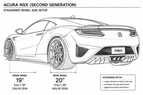 Staggered wheel size setup on Acura NSX