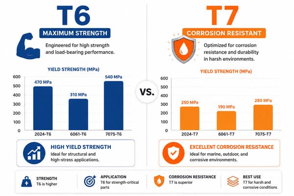 T6 vs T7 heat treatment property comparison chart