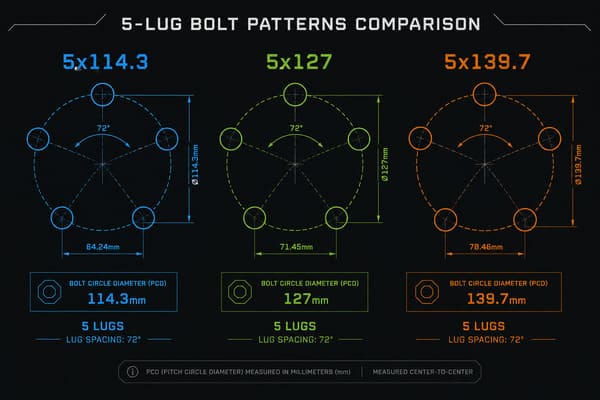 5x5 vs 5x5.5 bolt pattern difference Dodge Challenger bolt pattern comparison 5x127 vs 5x139.7 vs 5x114.3