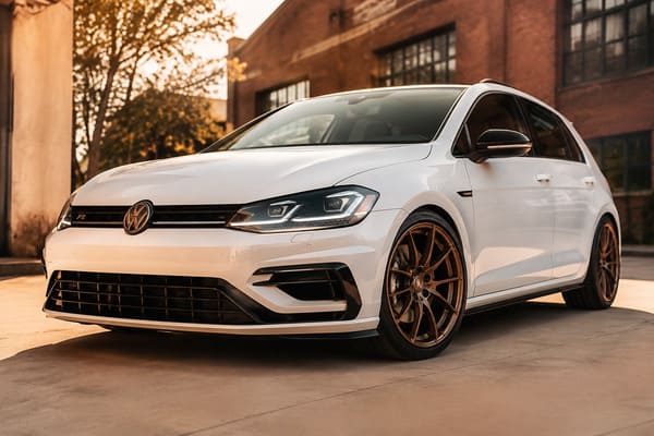 Bronze and Gold Wheels on White Volkswagen Golf R Bronze wheels on white Volkswagen Golf R