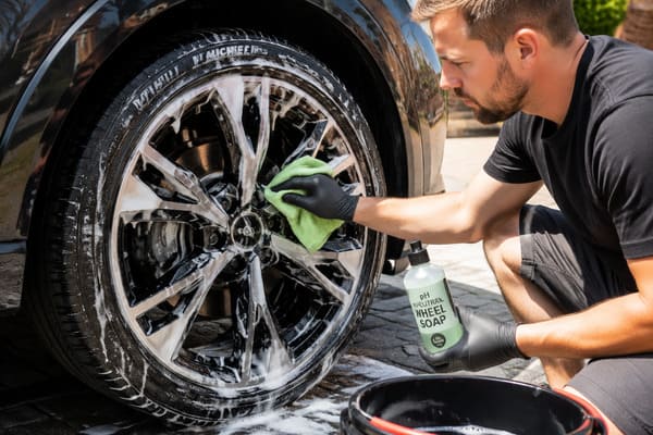 Diamond-Cut Wheel Maintenance Cleaning Diamond-cut wheel being cleaned with pH-neutral soap and microfiber cloth