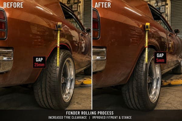 Fender Modifications for 17x9 Wheels on Torana LX GTR\ Fender modification requirements for 17x9 wheels on Holden Torana LX GTR