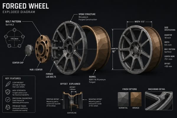 Wheel fitment specs for Alfa Romeo Giulia Custom forged wheels sized for Alfa Romeo Giulia 5x110 bolt pattern
