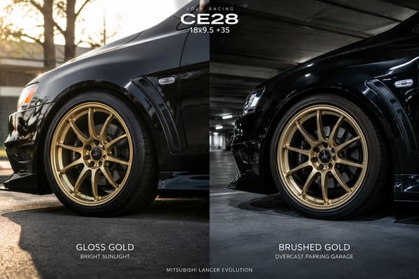 Gloss gold vs brushed gold forged wheels on Evo