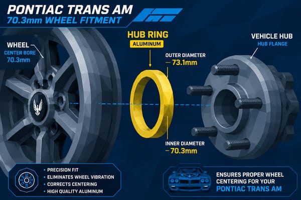 Hub Rings Pontiac Trans Am 70.3mm Wheel Fitment Adapter Hub rings for Pontiac Trans Am aftermarket wheel fitment adapter
