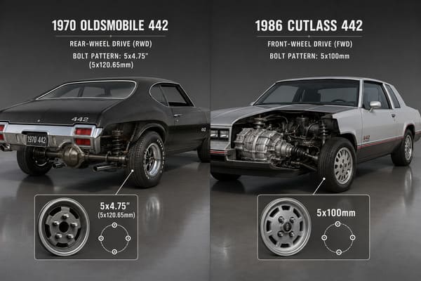 1986 Cutlass 442 bolt pattern 5x100mm front wheel drive platform