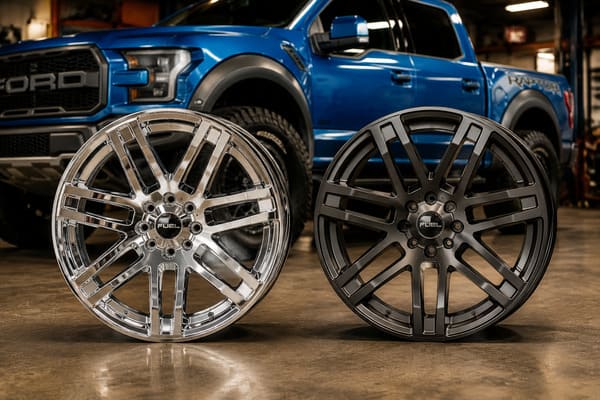 How Wheel Finish Affects the Look of a Blue Ford F-150 Raptor Wheel finish effect on truck appearance