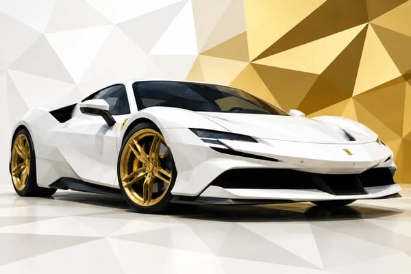 Gold Wheels on White Ferrari SF90 Stradale\\\ Gold forged wheels on white Ferrari SF90 Stradale