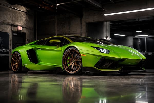 Green Lamborghini Aventador with custom forged wheels