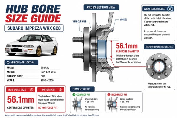 Correct Hub Bore for Subaru Impreza WRX GC8 Subaru Impreza WRX GC8 hub bore size guide