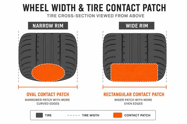 How wheel width affects tire contact patch and grip Wheel width and tire contact patch diagram