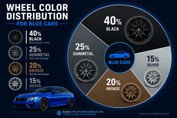 What color wheels look best on a blue car Wheel color distribution for blue cars