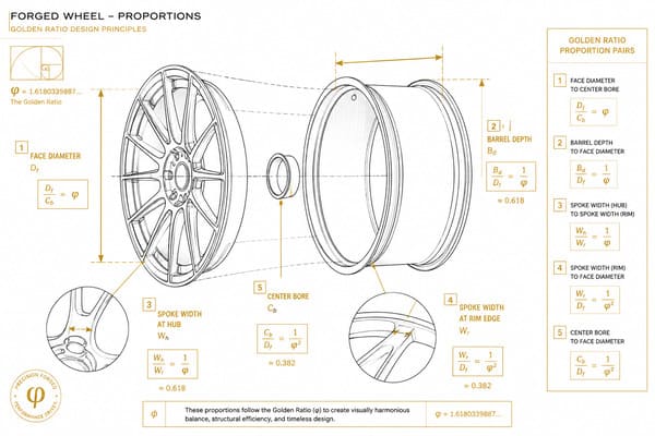 Wheel Proportion Golden Ratio Barrel Face Spoke\ Golden ratio proportions in forged wheel design