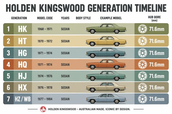 Standard Hub Bore Size Holden Kingswood All Generations Holden Kingswood generation hub bore fitment chart 71.6mm