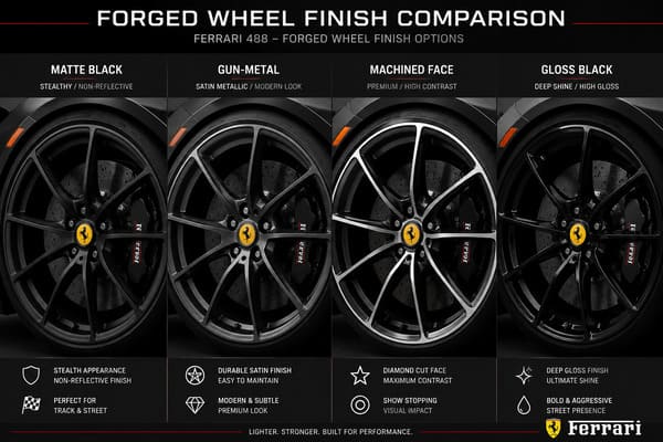 Best Forged Wheel Finish for Black Ferrari 488 Forged wheel finish options for black Ferrari 488