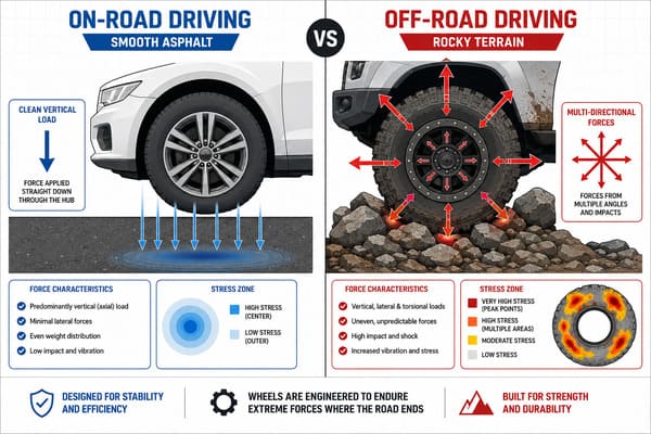 Street vs Off-Road Wheel Stress Comparison Comparison of street vs off-road wheel stress forces