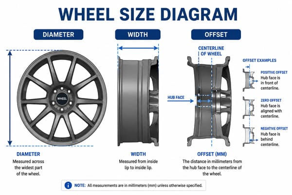 What Does 18x8 Mean on a Wheel wheel size diagram showing diameter width and offset