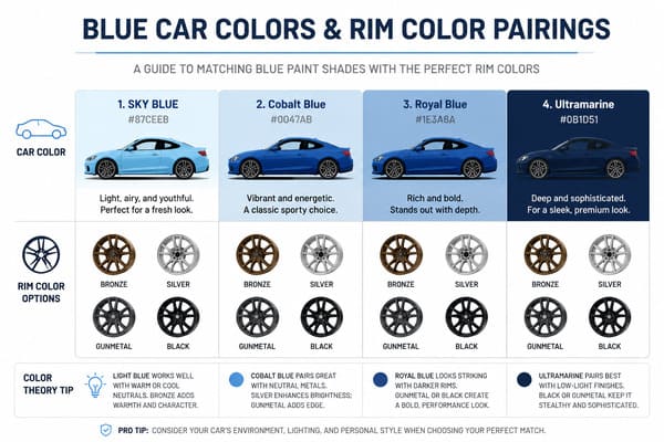 What color rims look good on a blue car Color rim options for blue cars