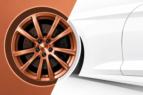 Copper Wheel Color Contrast on White Car Copper wheel color contrast on white car