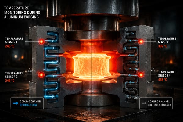 Die temperature monitoring during forged wheel production