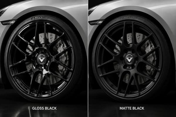 Matte vs gloss wheel finish comparison on silver Peugeot 308 GTi Matte vs gloss forged wheels on silver car