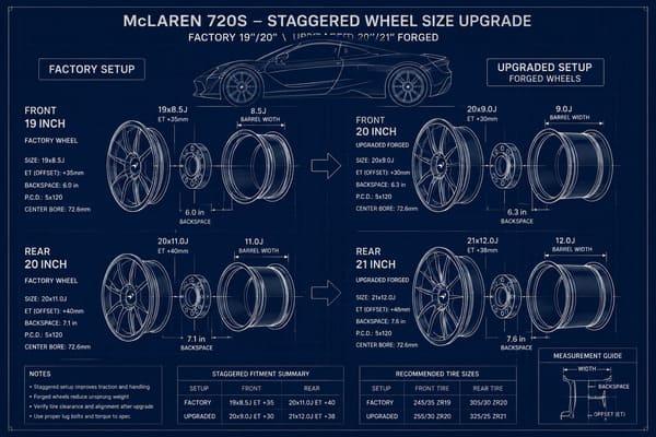 What size wheels are on the McLaren 720S McLaren 720S wheel size upgrade forged staggered fitment