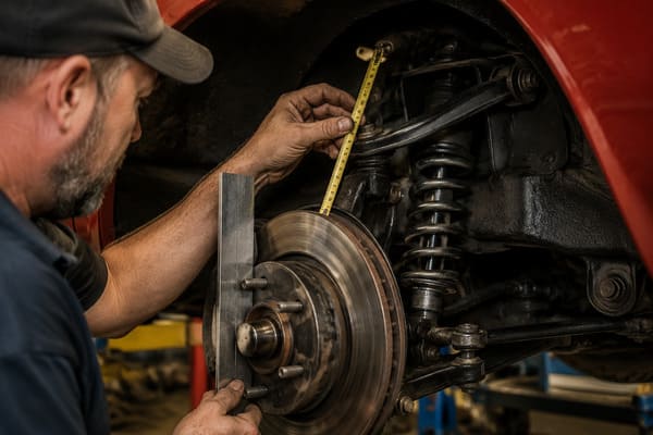 How to Measure Wheel Clearance on Dodge Coronet R/T Measuring wheel backspacing clearance on a classic muscle car suspension