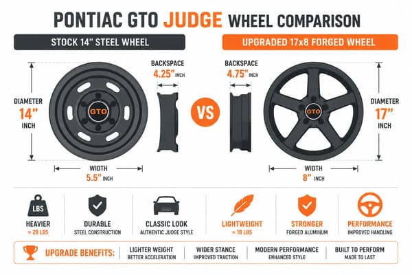 Stock Wheel Specs for a Pontiac GTO Judge stock Pontiac GTO Judge steel wheel specs comparison chart