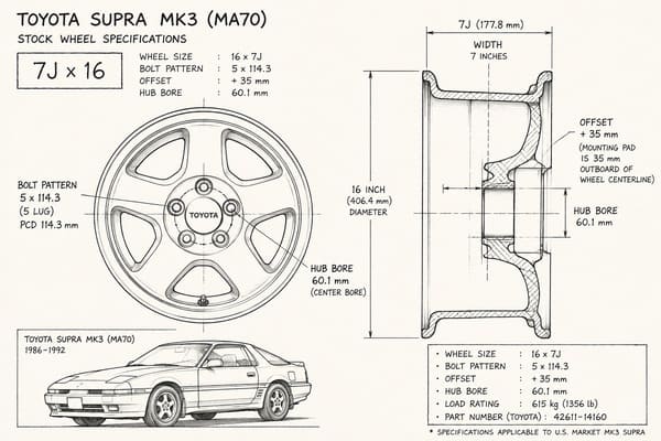 Toyota Supra MK3 Stock Wheel Offset and Specs\\\ Stock wheel specs Toyota Supra MK3