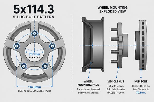 Ford Falcon XA bolt pattern 5x114.3 hub bore 70.1mm