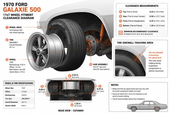 17x7 Wheel Fitment Clearance on Ford Galaxie 500\ 17x7 wheel clearance check on Ford Galaxie 500 arch