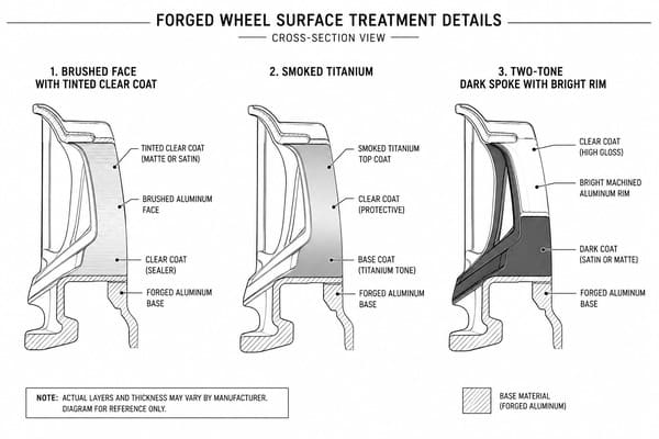 Best wheel surface finishes for silver cars Brushed and two-tone forged wheel finishes on silver car