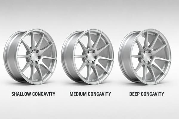 Concavity Depth Visual Comparison Shallow Medium Deep Forged wheels showing shallow medium and deep concavity comparison
