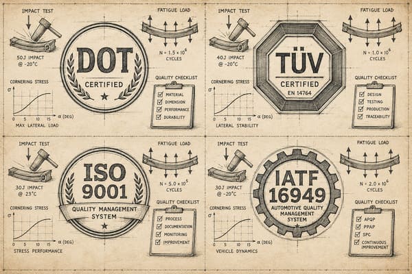 Forged Wheel Certification DOT TUV IATF16949 Testing Forged wheel certification testing DOT TUV ISO