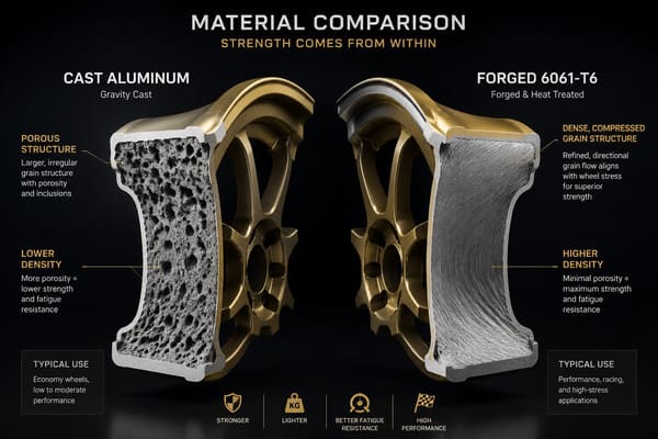 Forged vs Cast Wheel Material Comparison for Gold Finish Durability\\\ Forged vs cast wheel cross section material comparison