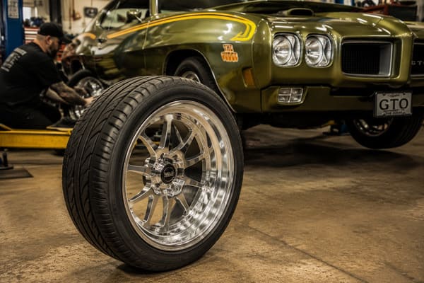 Best Tire Size for 17x8 Wheels on a GTO Judge 245/45R17 tire mounted on 17x8 forged wheel for GTO Judge