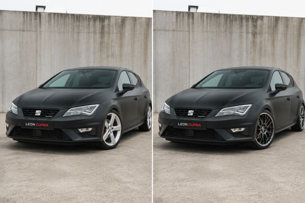 Black vs silver wheels on black car comparison