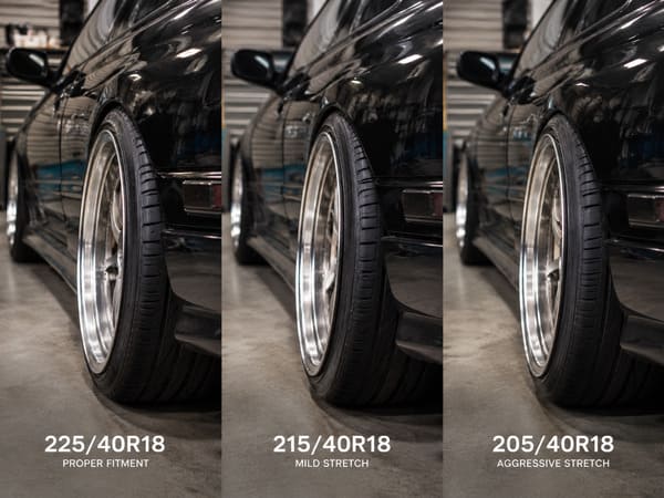 Best tire size for 18x9 wheels on Nissan 180SX