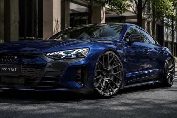 Blue Audi e-tron GT with custom forged wheels