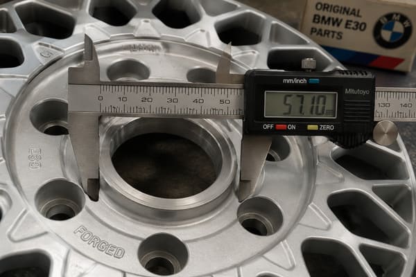 Is 57.1mm the Correct Hub Bore for a BMW E30? BMW E30 hub bore measurement 57.1mm forged wheel fit