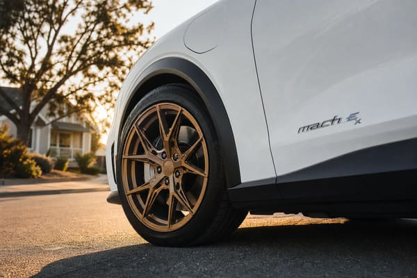 Bronze Forged Wheels on White Ford Mustang Mach-E\ Bronze wheels on white Ford Mustang Mach-E