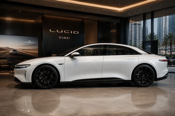 White Lucid Air with custom forged wheels