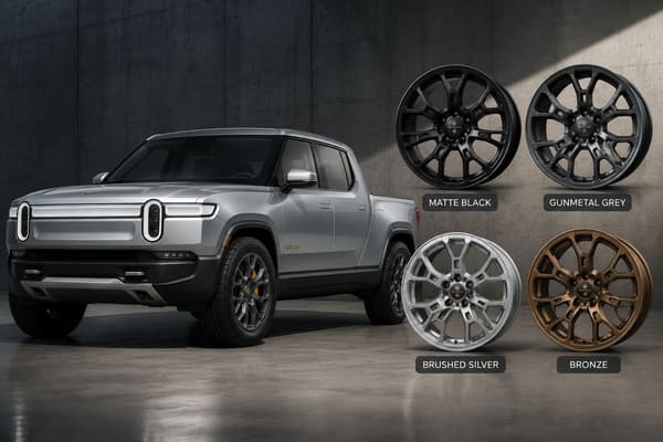 Silver Rivian R1T with forged wheel finish options