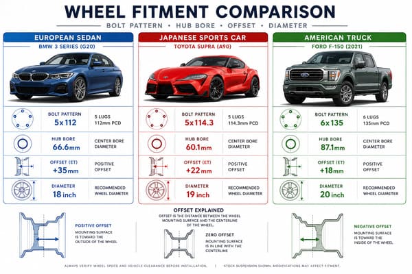 How Do Fitment Requirements Differ Between European Japanese and American Vehicles Wheel fitment comparison European Japanese American vehicles