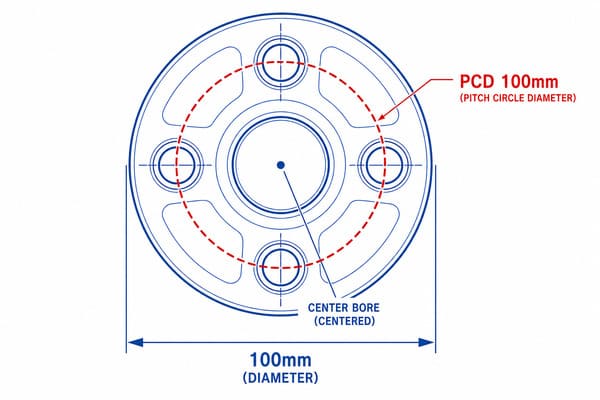 4x100 Bolt Pattern Diagram 4x100 PCD bolt pattern diagram forged wheel