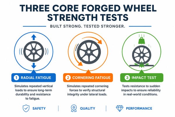 What Tests Are Used to Check Forged Wheel Strength Three core forged wheel strength tests overview