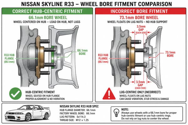 Wrong Hub Bore Causes Vibration on Nissan Skyline R33 GTS25T wrong hub bore vibration issue Nissan R33 aftermarket wheels